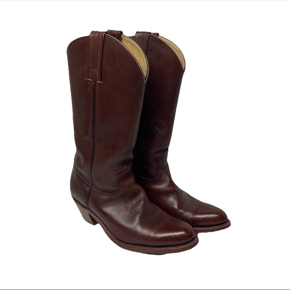 Frye Cowboy Boots 2309 USA-made All Leather Brown Size 9 D EUC - Picture 1 of 15
